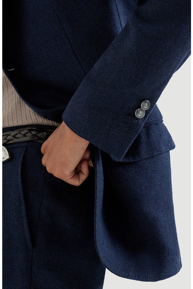 Hopsack deconstructed blazer, Alternate, color, Navy Blue