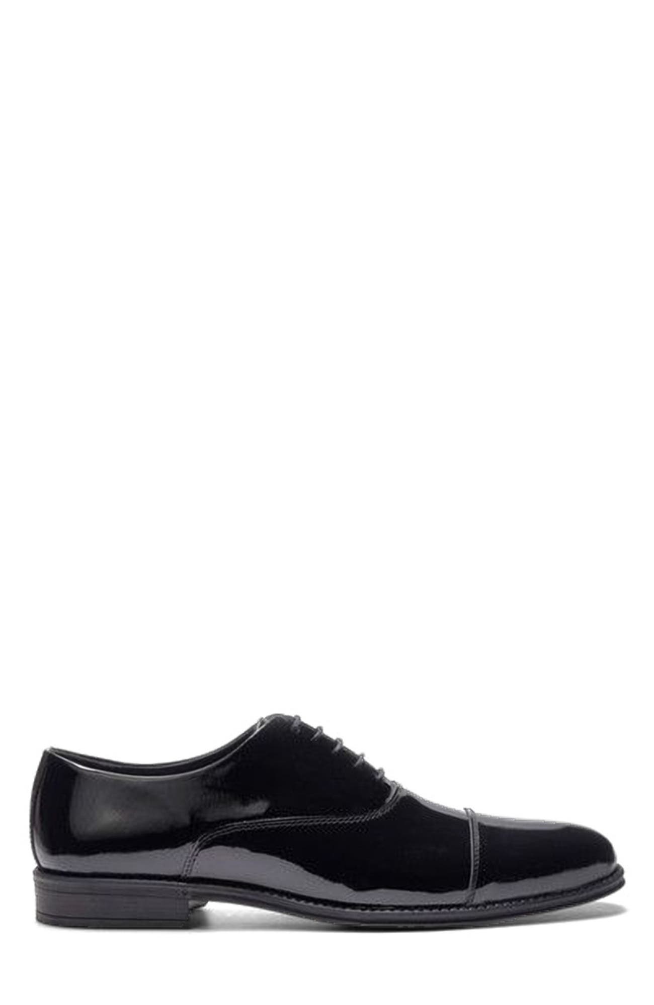 A. Veer Nero Cap-toe Oxford, Main, color, Black Leather