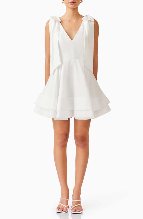 Elliatt Kalani Bow Shoulder Fit & Flare Minidress In Ivory