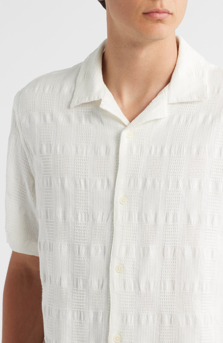 Wax London Didicot Geo Jacquard Cotton Camp Shirt, Alternate, color, Ecru