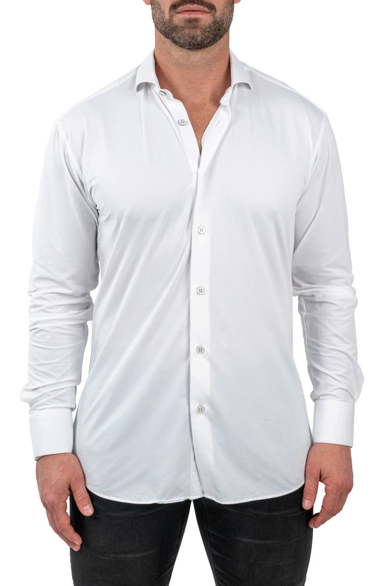 Maceoo Einstein Stretchblotter White Button-Up Shirt, Main, color, White