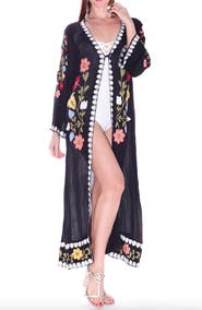 RANEES Floral Embroidered Cotton Duster