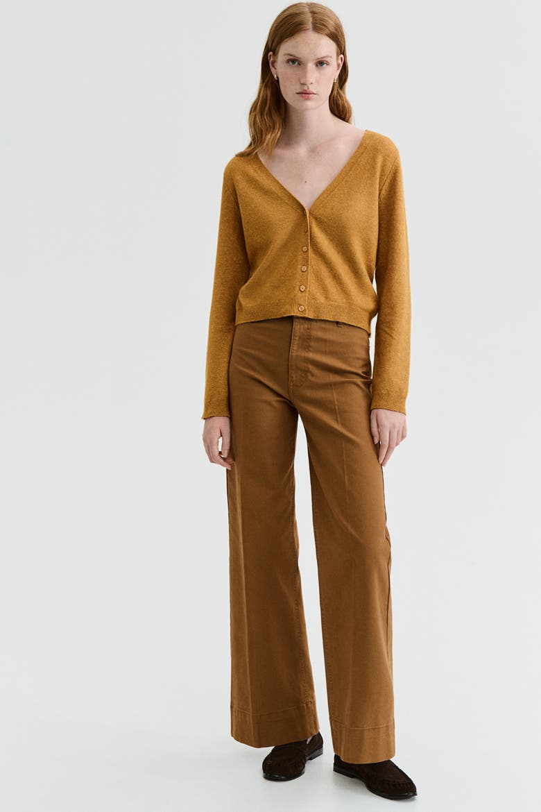 V-neck Cardigan, Alternate, color, Dark mustard yellow