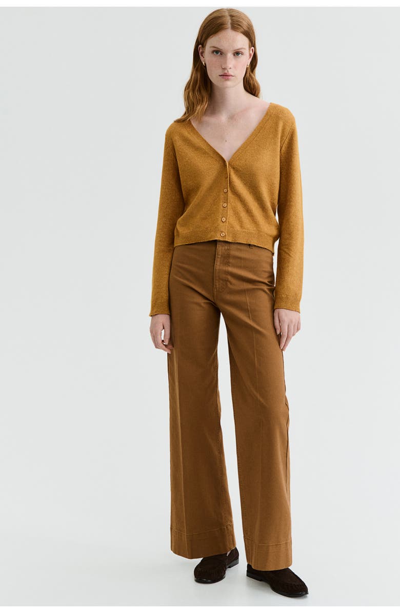 H&M V-neck Cardigan, Alternate, color, Dark Mustard Yellow