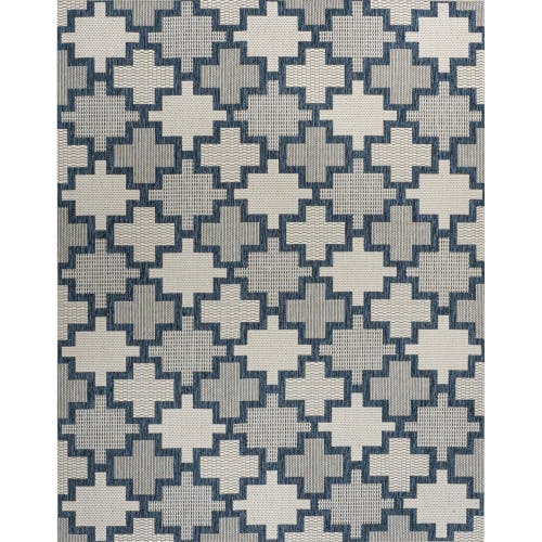 Jonathan Y Cyrus Modern Geometric Tile Pattern Indoor/outdoor Area Rug In Navy/cream