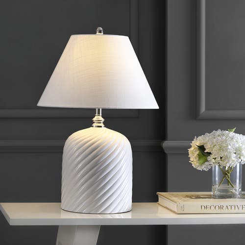Jonathan Y Serge Swirl 28.5 Ceramic Bohemian Glam Led Table Lamp In White