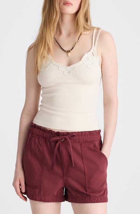 Pull-On Airy Denim Utility Shorts