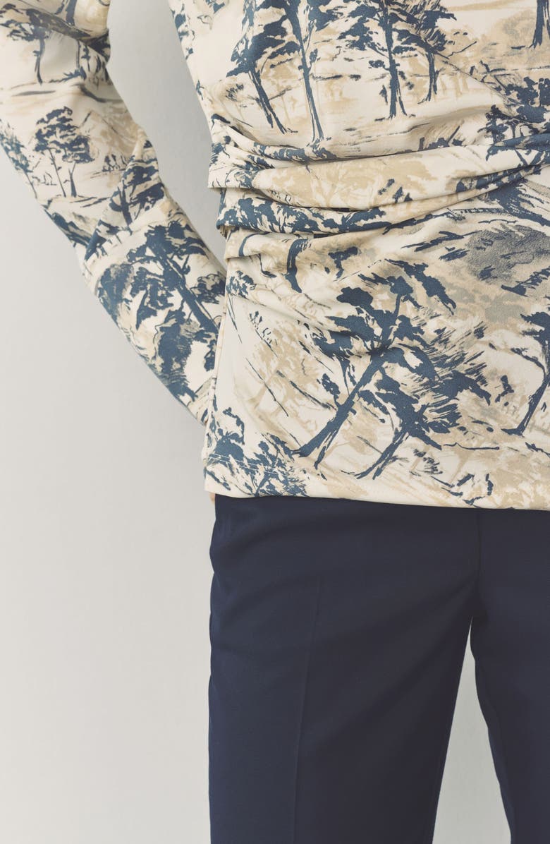 NEXT Tree Print Long Sleeve Ruched Detail Blouse, Alternate, color, White