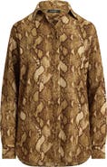 Lauren Ralph Lauren Python Print Relaxed Fit Georgette Shirt