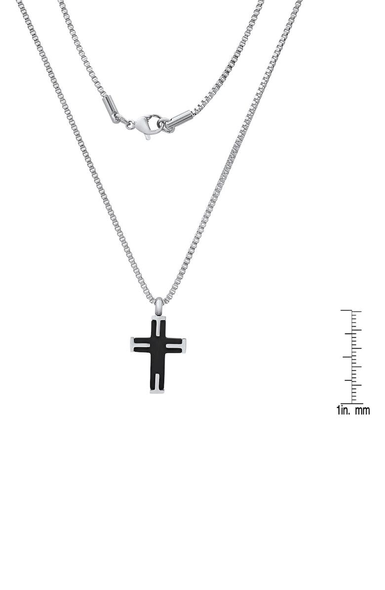 HMY JEWELRY Men's Two-Tone Stainless Steel Cross Pendant Necklace, Alternate, color, Silver/ Black