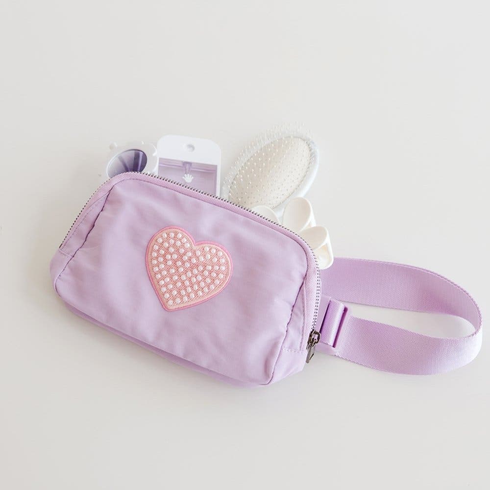 Sweet Wink Pearl Heart Patch Belt Bag, Alternate, color, Lavender