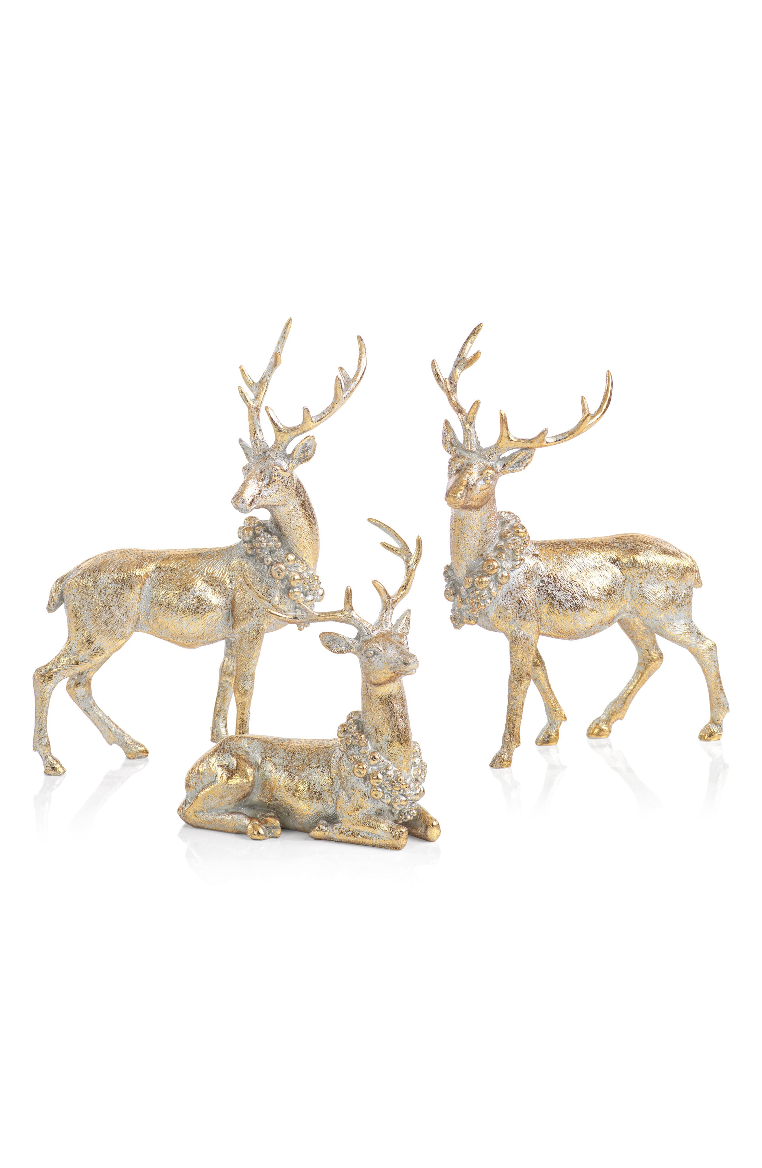 Zodax Set of 3 Decorative Reindeer Figurines