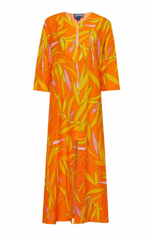 Vilebrequin Madrague Cotton And Silk Kaftan In Abricot