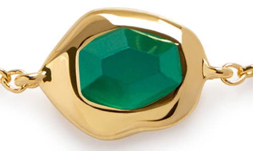Monica Vinader Gold Odyssey Gemstone Chain Bracelet Green Onyx In Gold