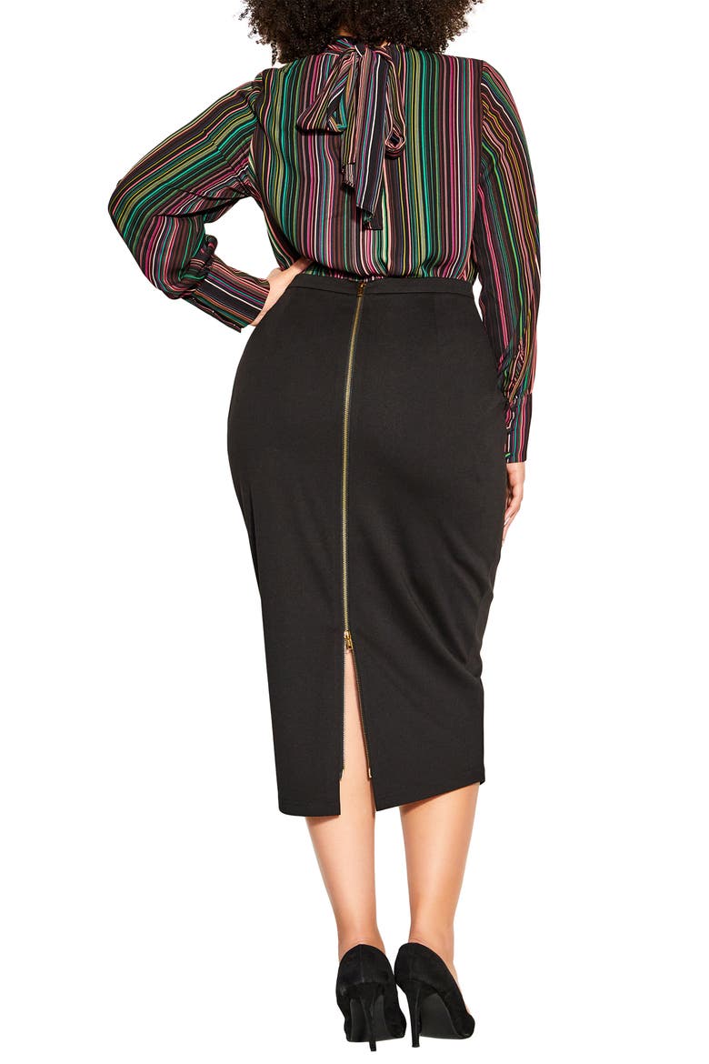 Hailey Exposed Back Zip Pencil Skirt, Alternate, color, BLACK