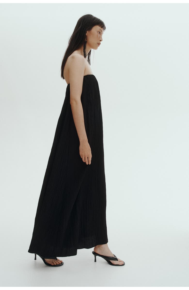 H&M Crinkled Bandeau Dress, Alternate, color, Black