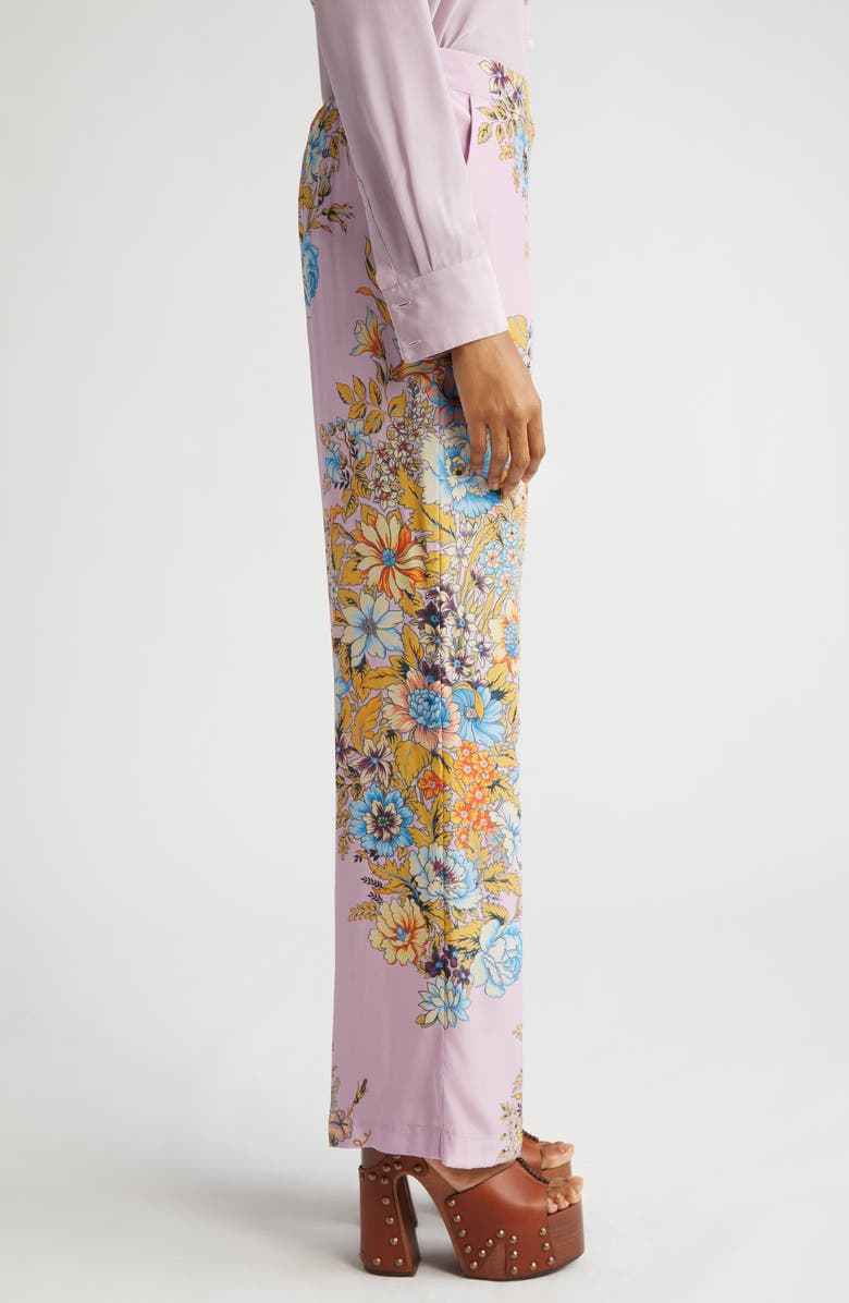Etro Floral Print Silk Crêpe de Chine Palazzo Pants, Alternate, color, 