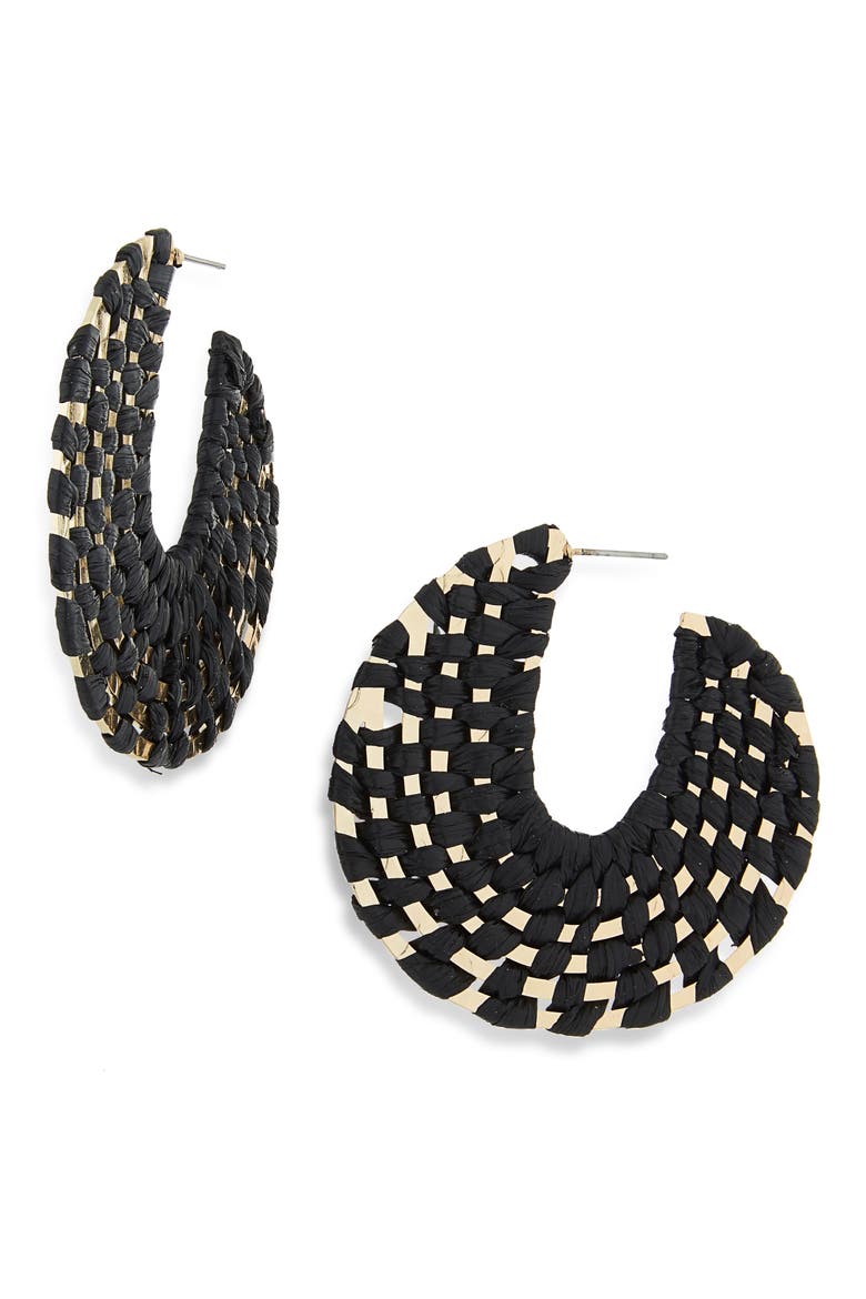 Crystal Chain Linear Drop Earrings, Main, color, BLACK