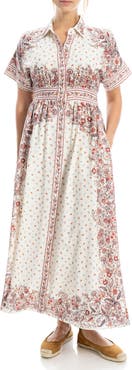 MAX STUDIO Short Sleeve Maxi Shirtdress