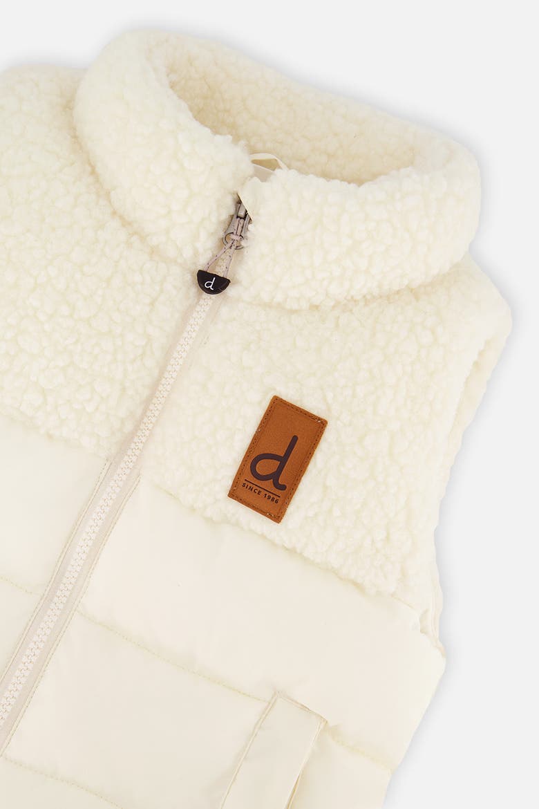 Sleeveless Mid-Season Fleece Quilted High Collar Vest, Alternate, color, Off-White