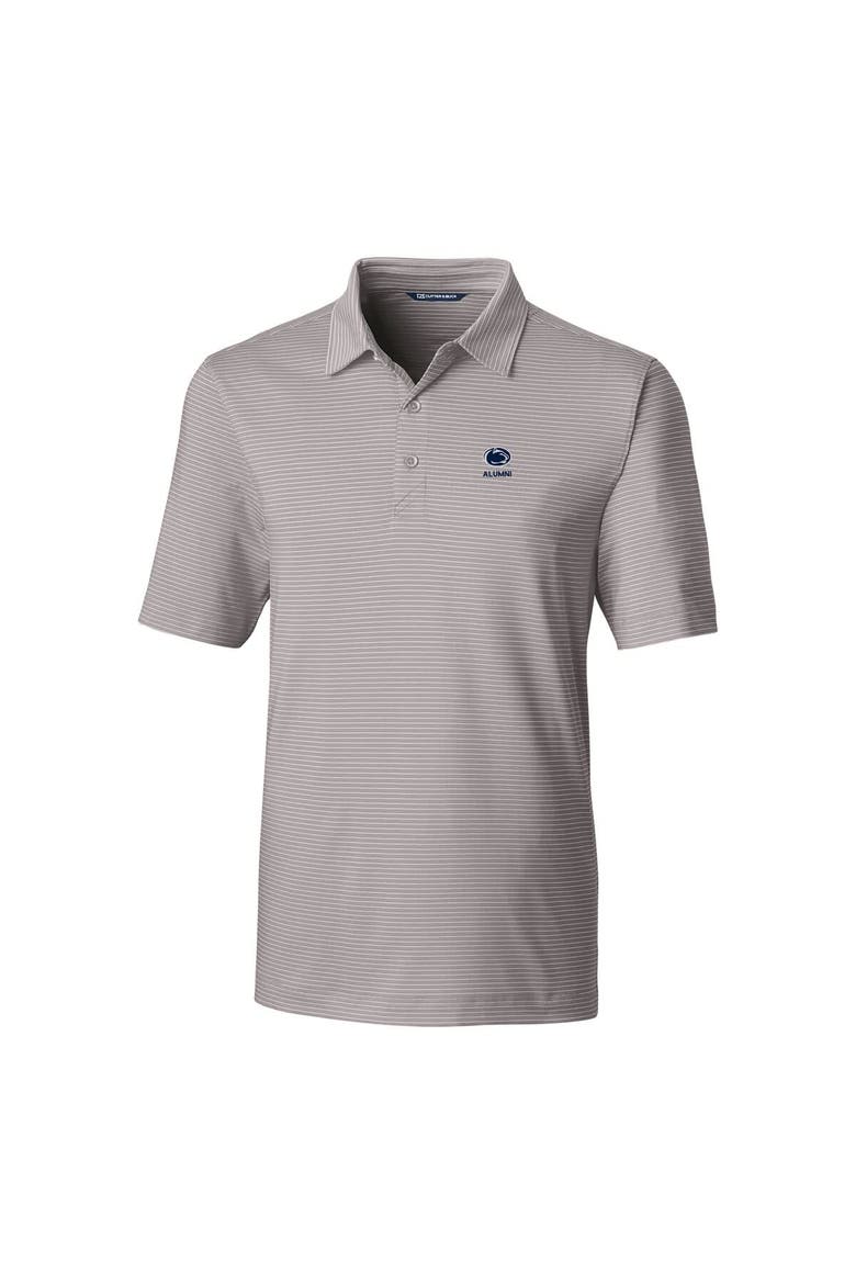 Men's Cutter & Buck  Gray Penn State Nittany Lions Alumni Logo Forge Pencil Stripe Stretch DryTec Polo, Alternate, color, Gray