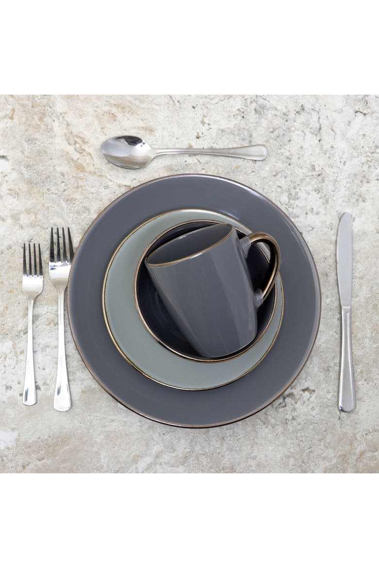 Tahitian Grand 16 Piece Stoneware Dinnerware Set, Alternate, color, Grey
