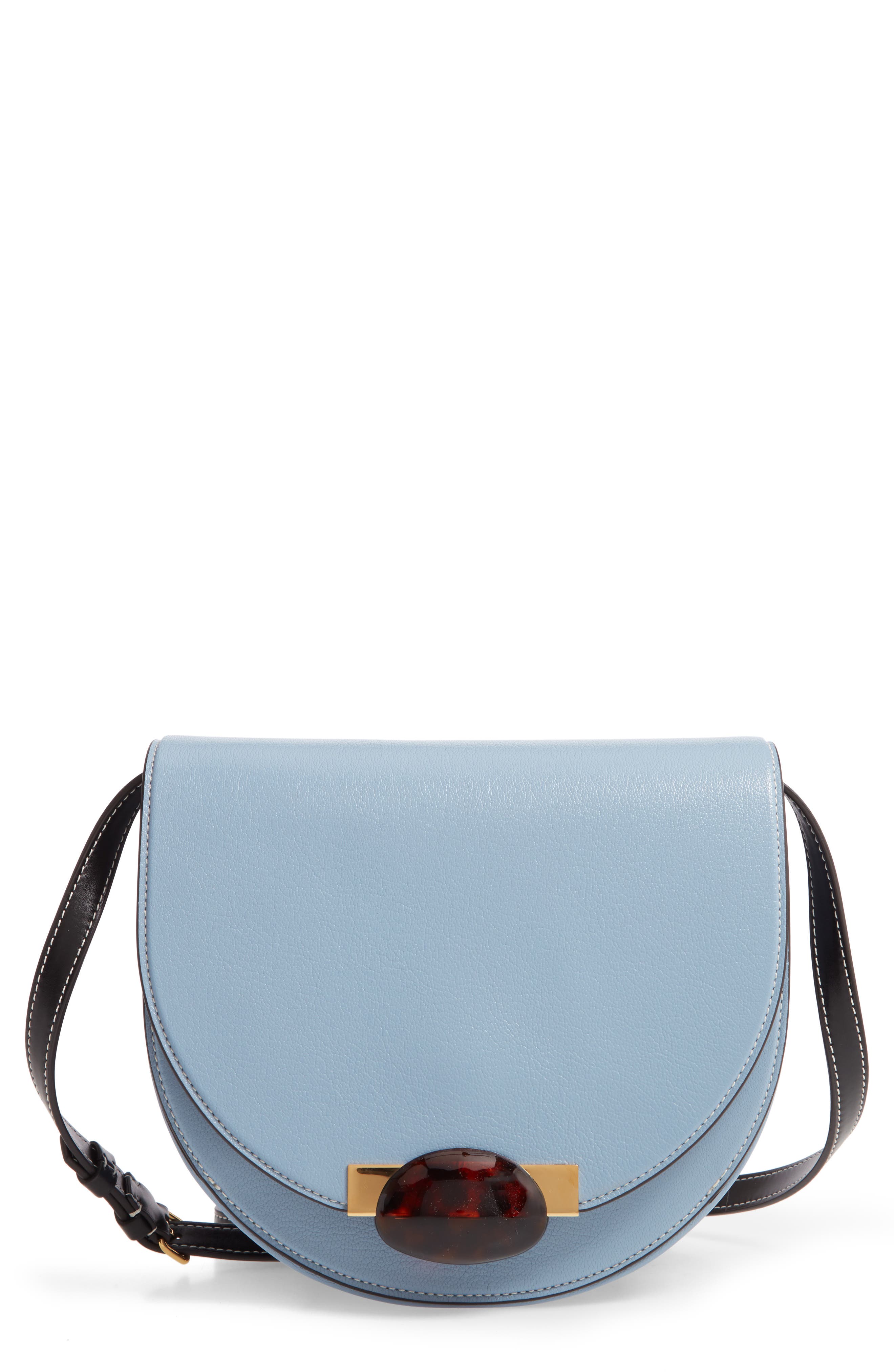 Galet Leather Crossbody Bag, Main, color, OPAL/ BLACK