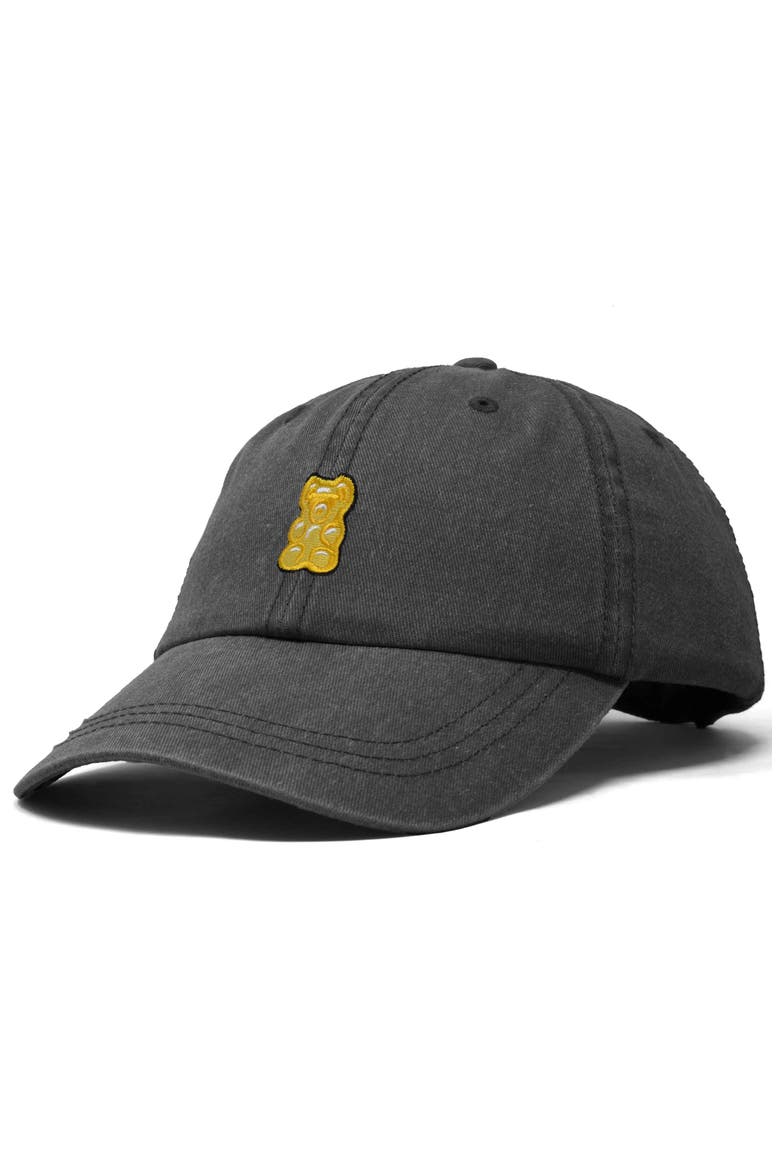 Yellow Gummy Embroidered Dad Cap, Alternate, color, Washed Gray