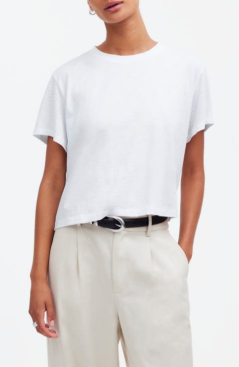 Boxy Crop Cotton Slub T-Shirt