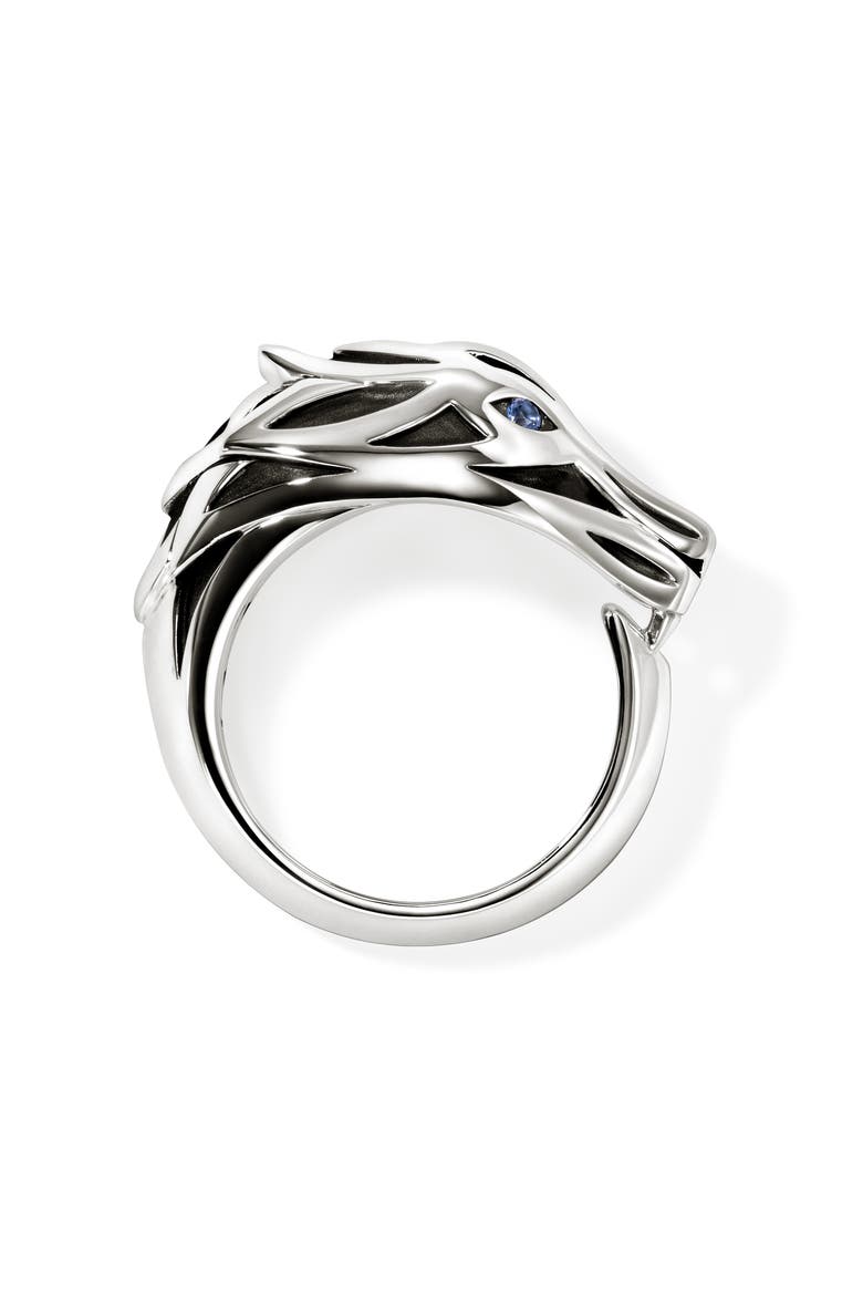 Naga Sterling Silver Ring with Blue Sapphire, Alternate, color, SILVER