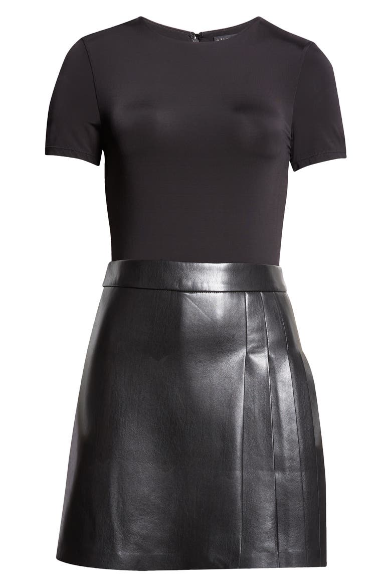 Chara Mixed Media Minidress, Alternate, color, BLACK