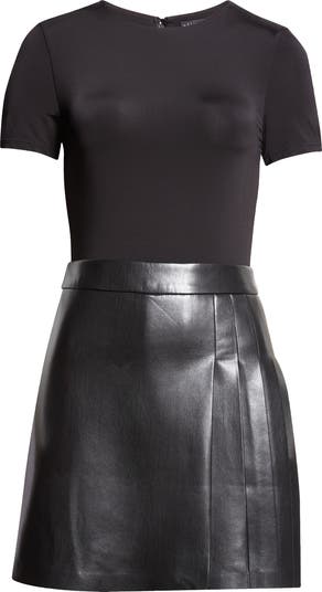 Alice + Olivia Chara Mixed Media Minidress | Nordstrom