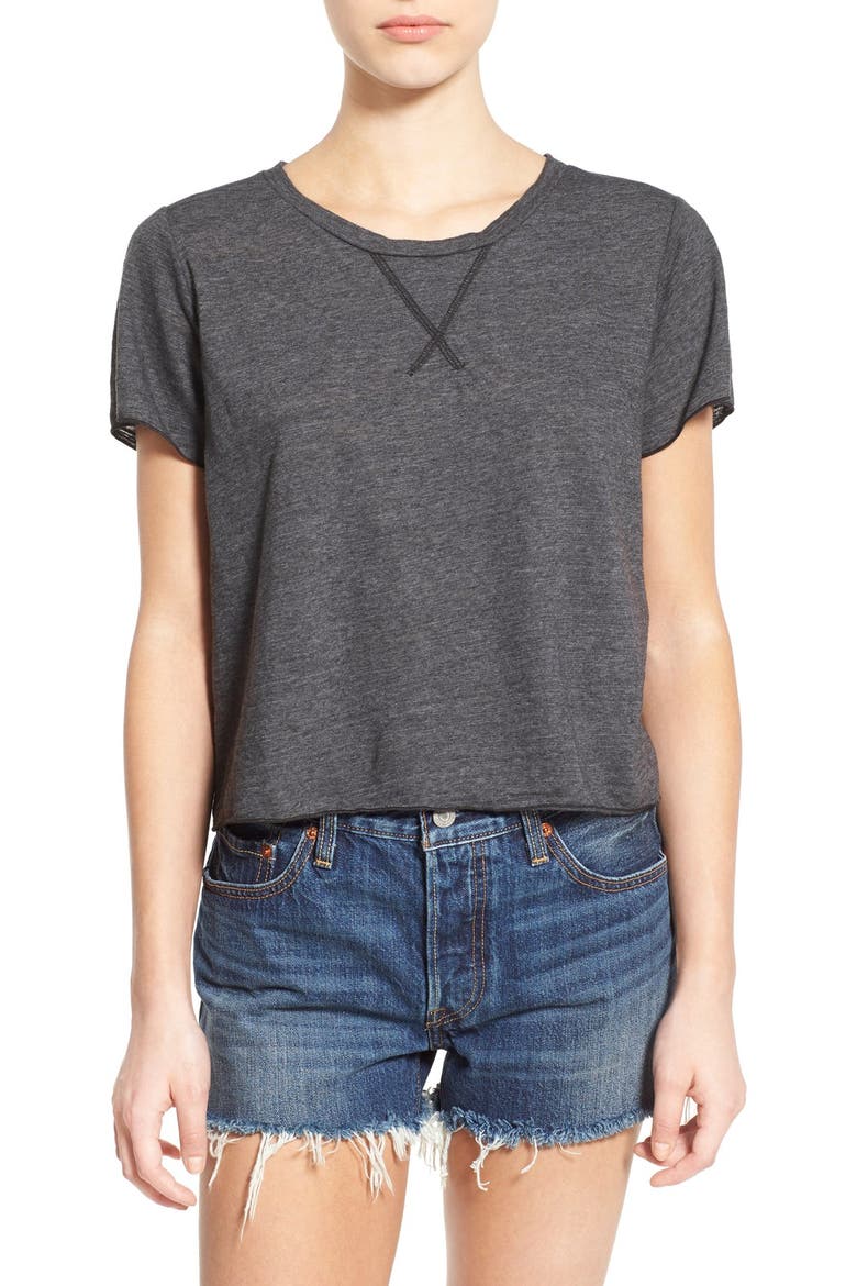 'Annie' Split Back Jersey Tee, Main, color, GRANITE