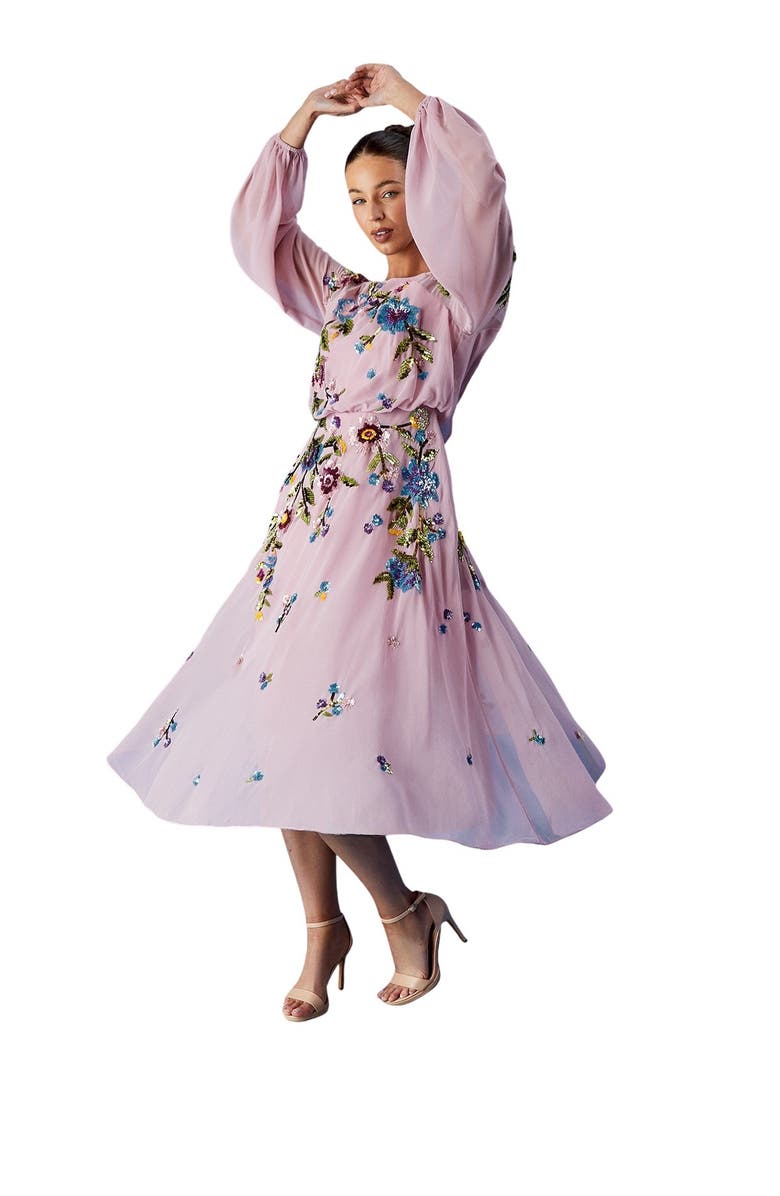 Coast Embellished Sequin Midi Dress, Main, color, Rose