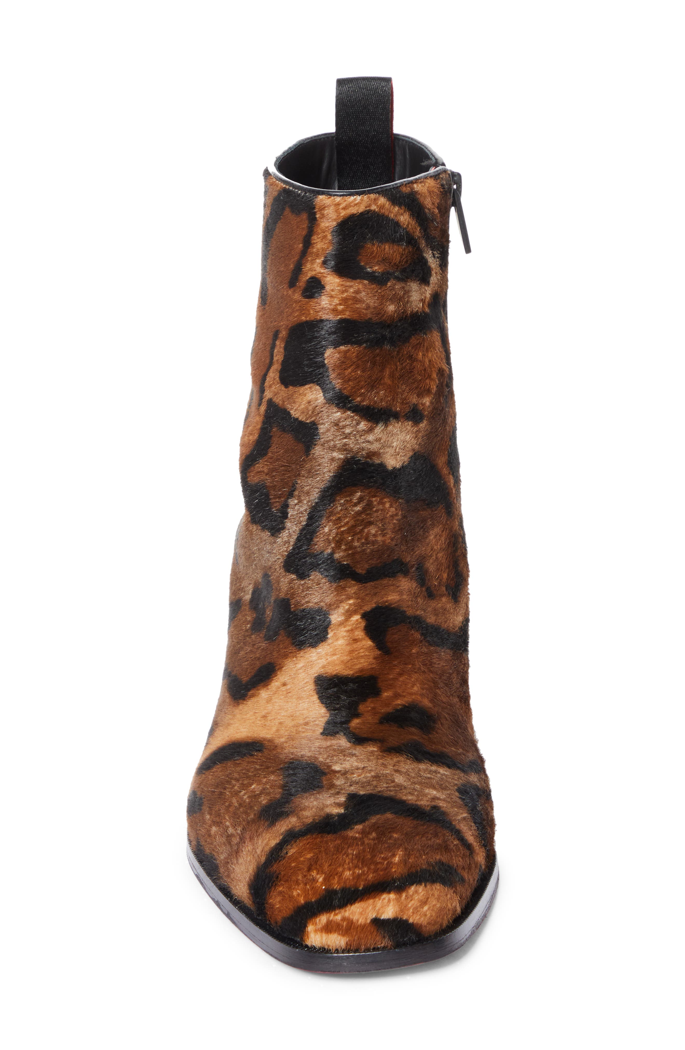 Christian Louboutin Ziggissimo Genuine Calf Hair Ankle Boot, Alternate, color, Brown Print Calf Hair