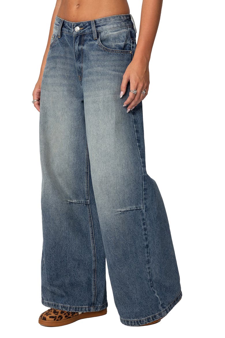 Skater Low Rise Nonstretch Wide Leg Jeans, Alternate, color, BLUE-WASHED