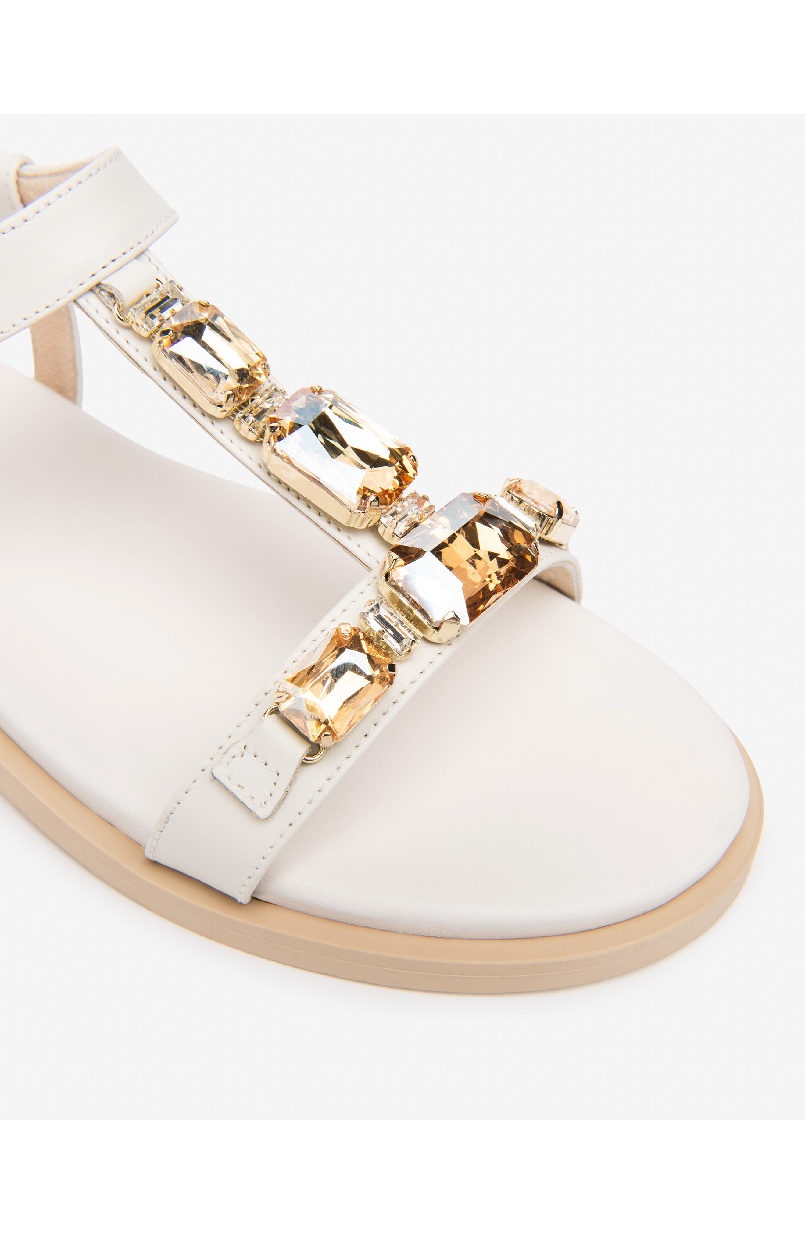 Jeweled T-Strap Sandal, Alternate, color, CREAM