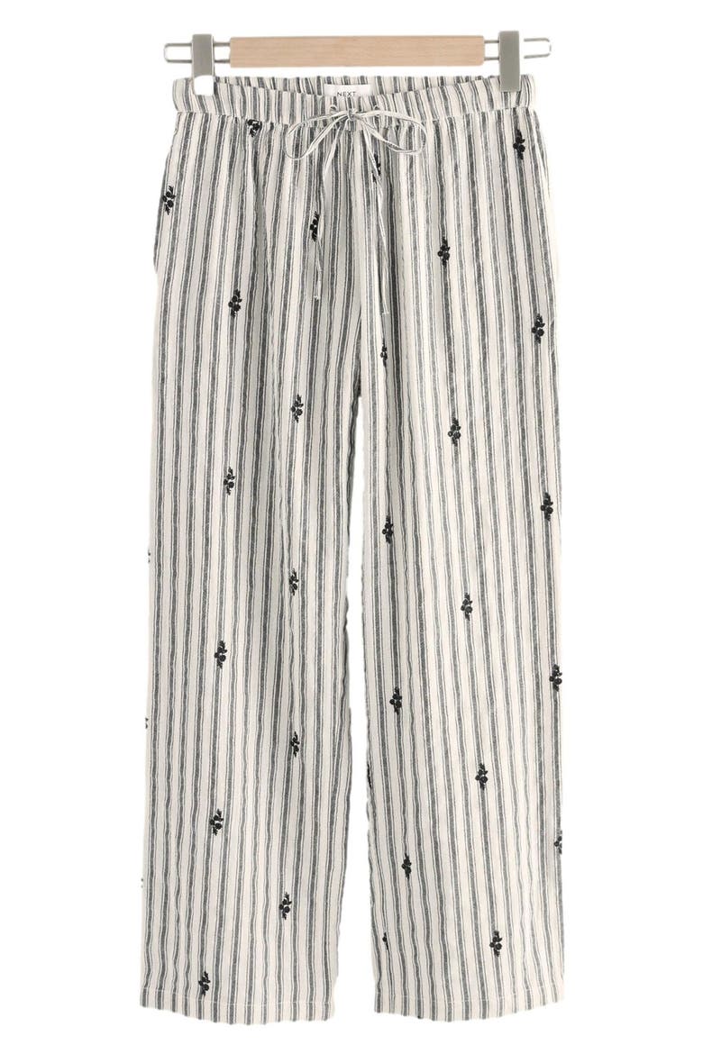 Embroidered Cotton Blend Drawstring Pants, Alternate, color, WHITE