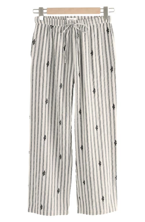 NEXT NEXT EMBROIDERED COTTON BLEND DRAWSTRING PANTS