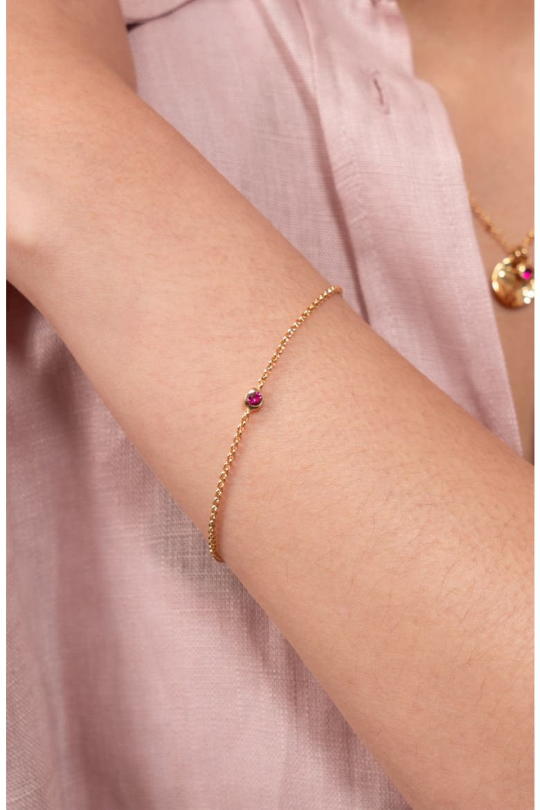 Single Ruby Dewdrop Chain Bracelet, Alternate, color, Yellow Gold Vermeil
