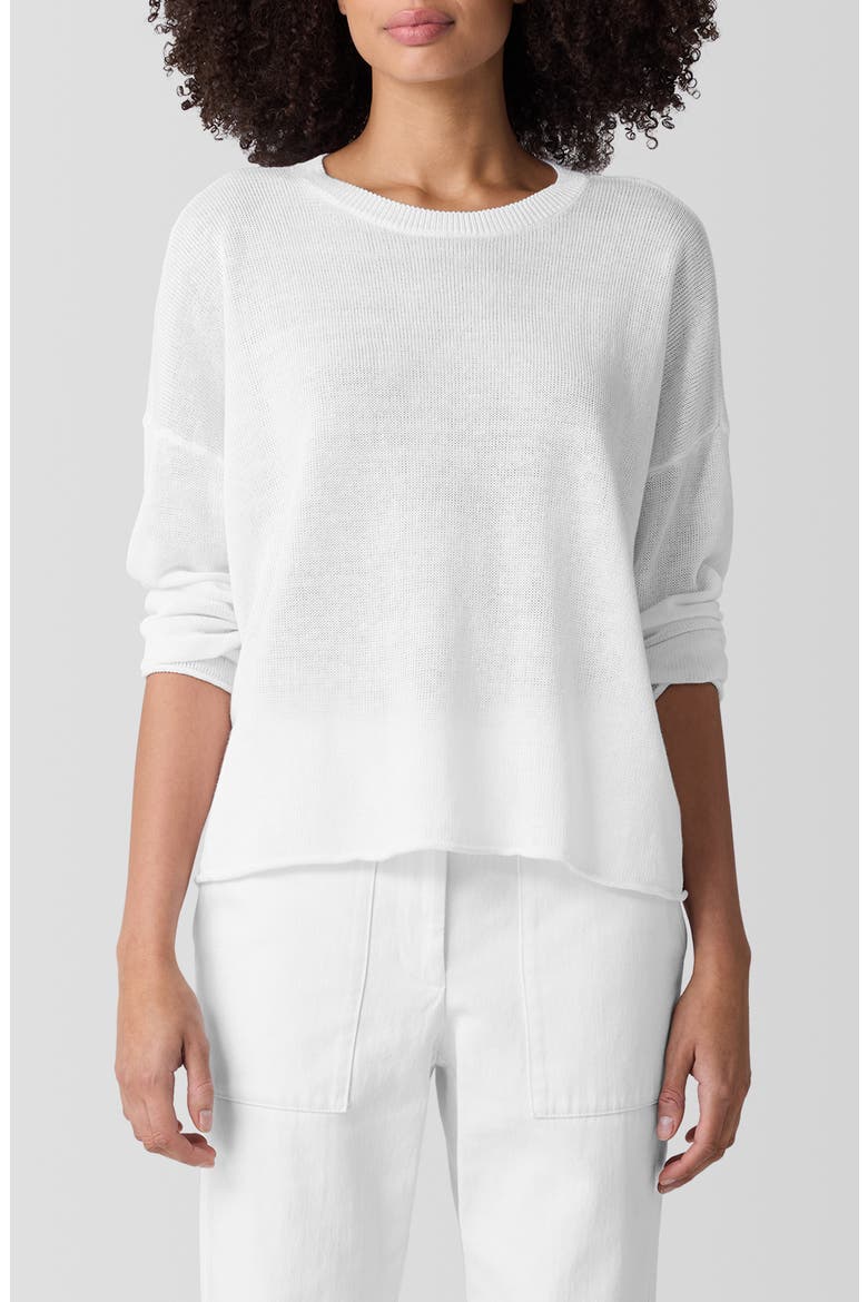 Crewneck Organic Linen & Organic Cotton Sweater, Main, color, WHITE