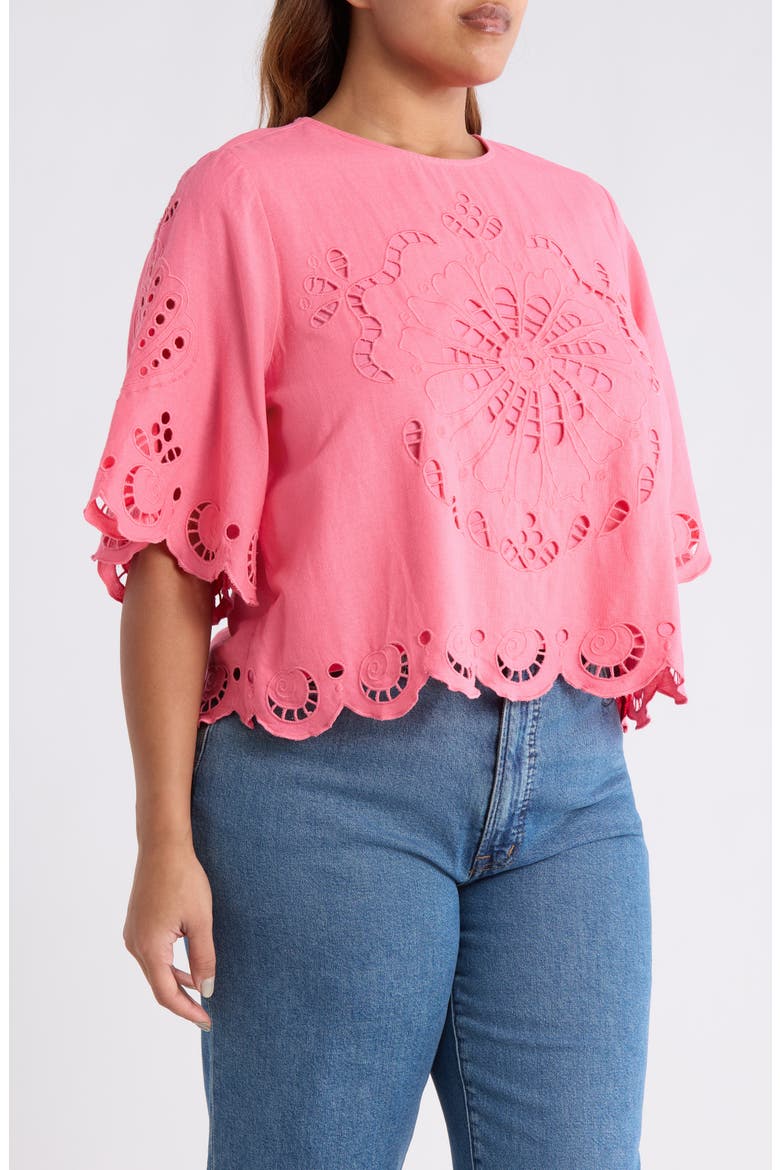 Cutout Linen Blend Top, Alternate, color, PINK LEMONADE