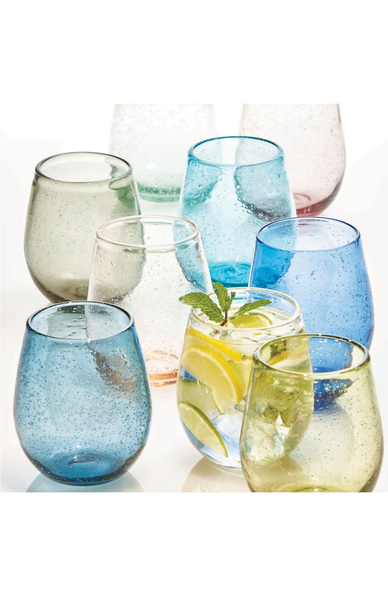 tag Bubble Glass Stemless Blush Wine Glasses for Everyday Use, Alternate, color, Pink