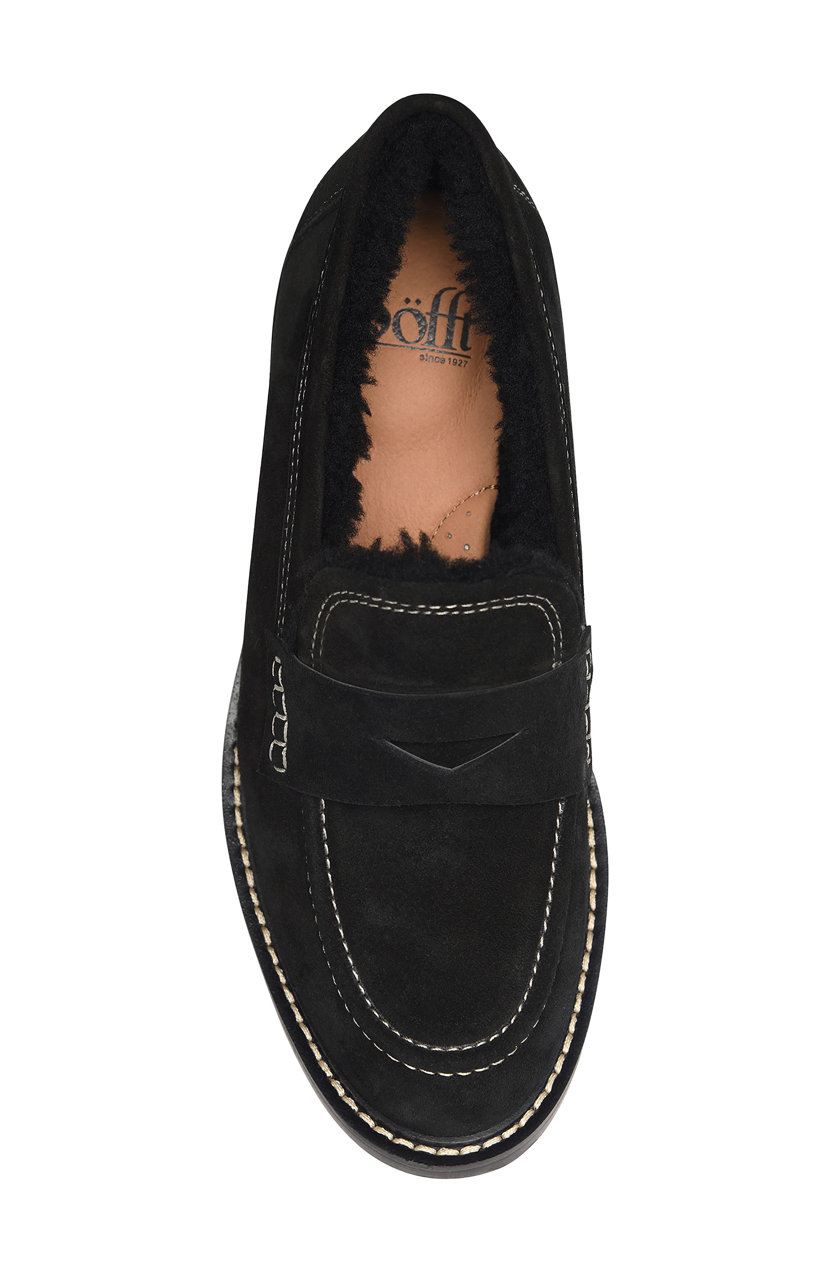 Mara II Genuine Shearling Lined Loafer, Alternate, color, BLACK