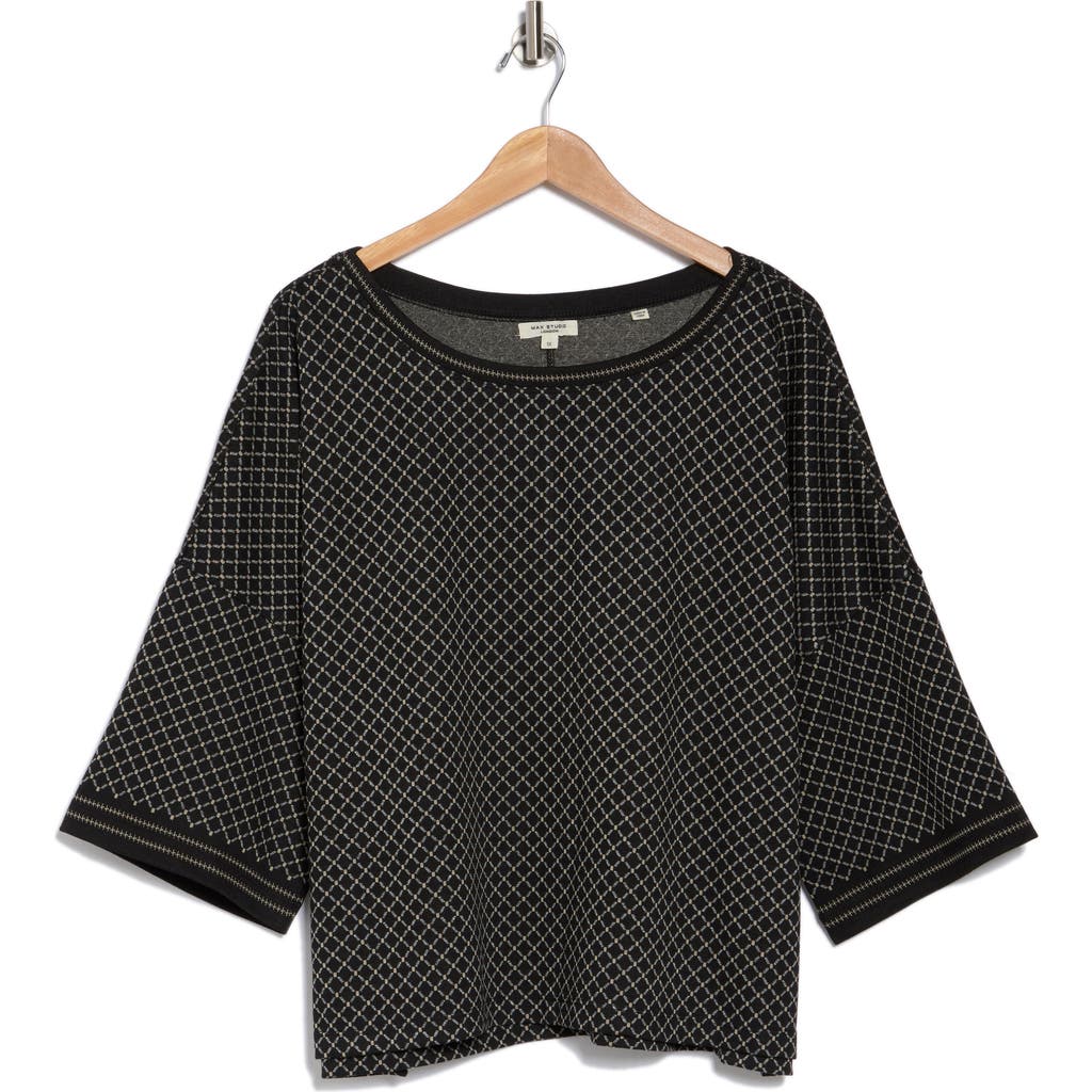 Max Studio Double Knit Top In Black/cream/taupe