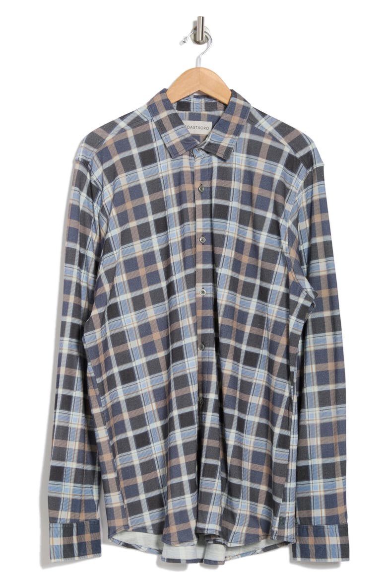 Plaid Long Sleeve Knit Shirt, Alternate, color, BLUE