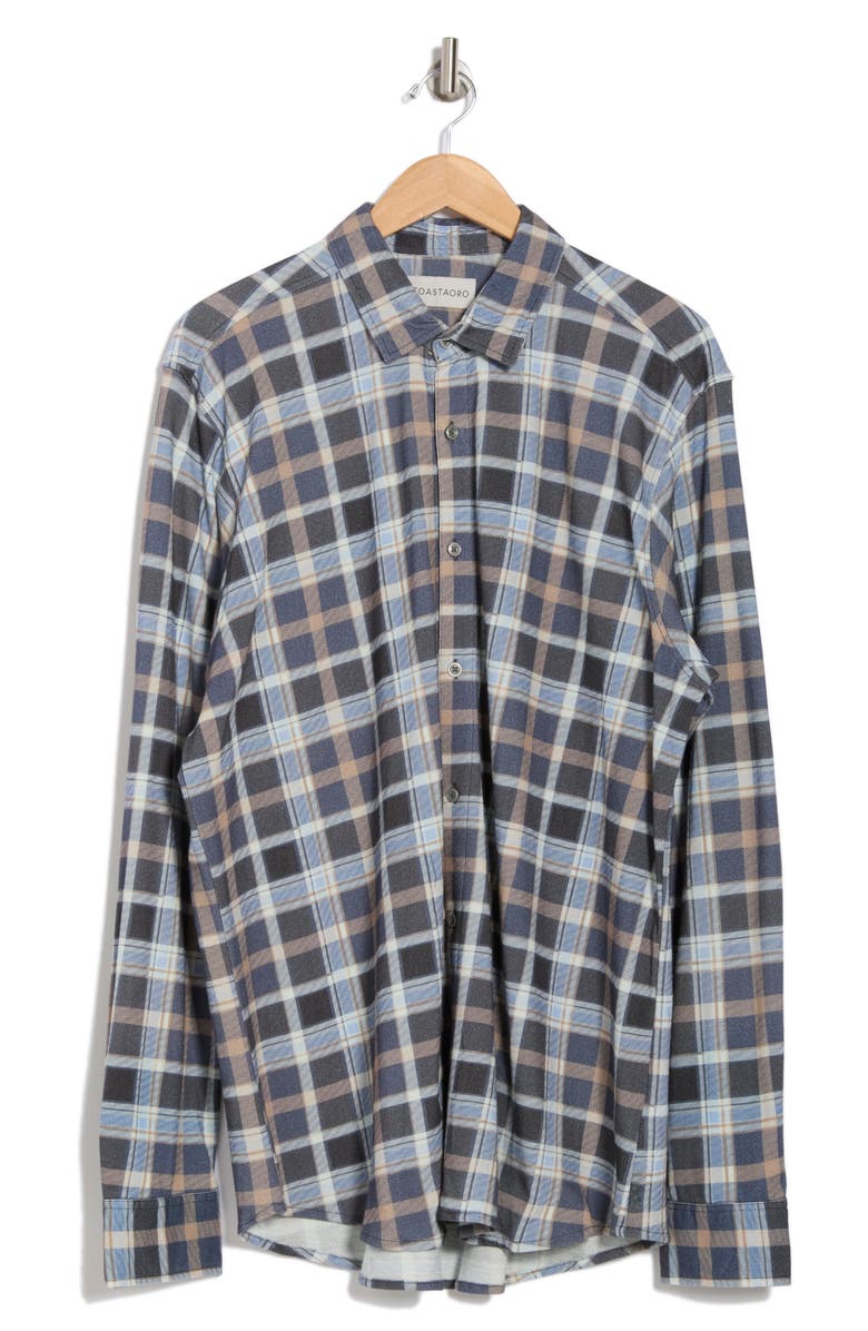 Coastaoro Plaid Long Sleeve Knit Shirt, Alternate, color, Blue