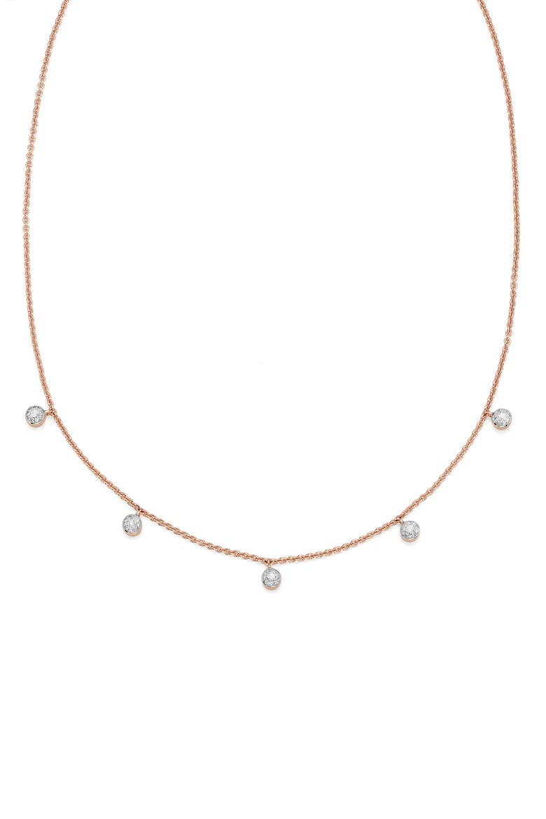Fiji Tiny Button Diamond Slider Necklace, Alternate, color, ROSE GOLD