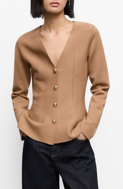 Mango Tona Sweater Jacket In Brown