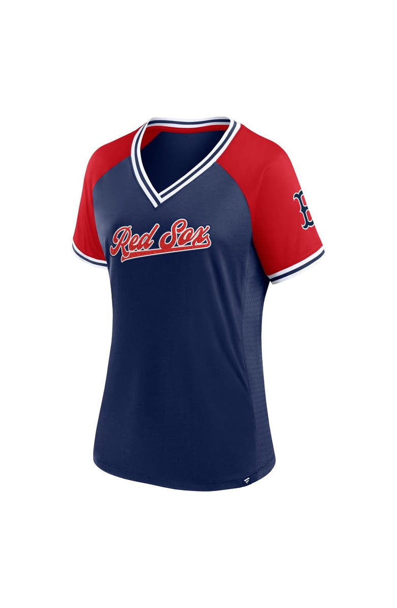 FANATICS Women's Fanatics Branded Navy Boston Red Sox Glitz & Glam League Diva Raglan V-Neck T-Shirt, Alternate, color, 